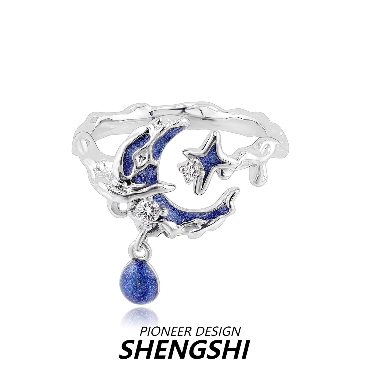 cross-border epoxy starry sky series ring female niche advanced light luxury design sense opening adjustable fashionable index finger ring details Picture