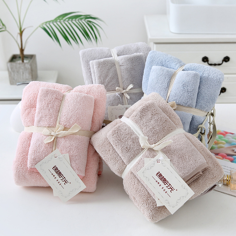coral fleece absorbent towel set adult edge thickened face wash beach towel hotel beauty salon plus-sized bath towel full figure