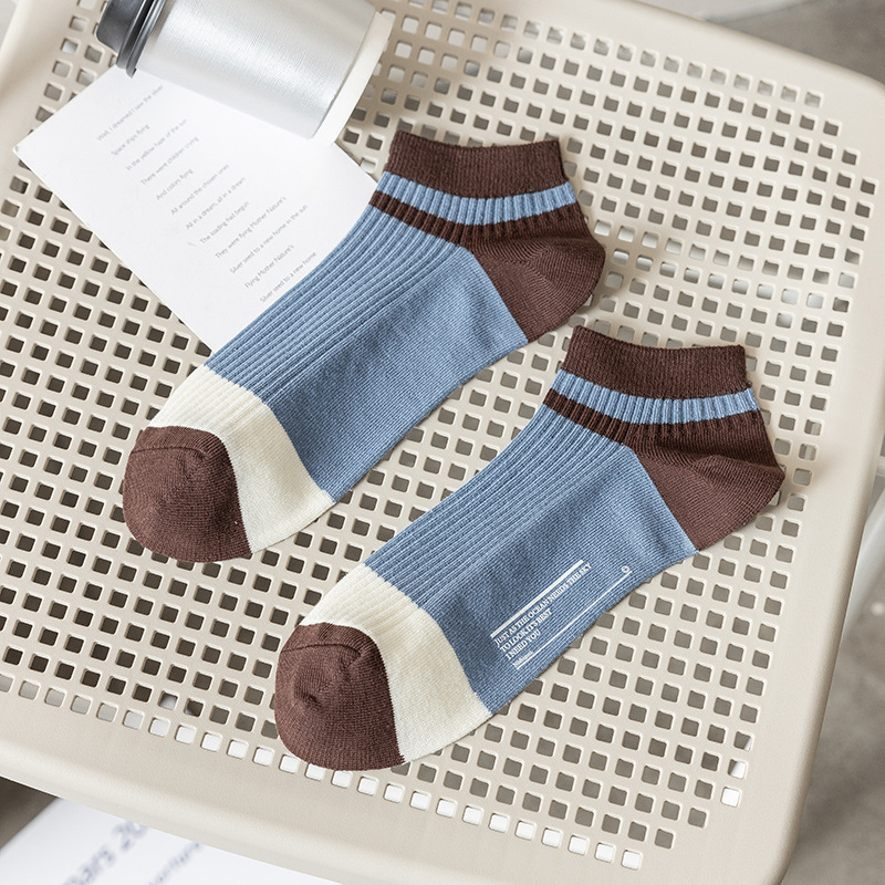 summer socks men's sports socks thin pure cotton low top socks double needle simple sweat-wicking ankle socks breathable sweat absorbing men's socks full figure