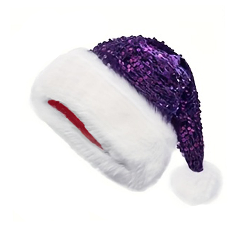cross-border new arrival christmas decoration atmosphere hat double layer sequin cap haipai fur caps thickened length fur caps 32 * 45cm Item Picture