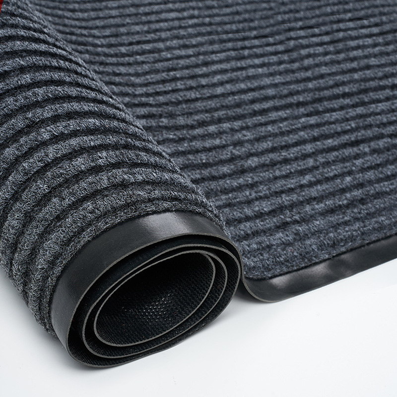 double striped floor mat commercial carpet cutting doorway corridor mat customized pvc non-slip floor mat absorbent door mat mat details Picture