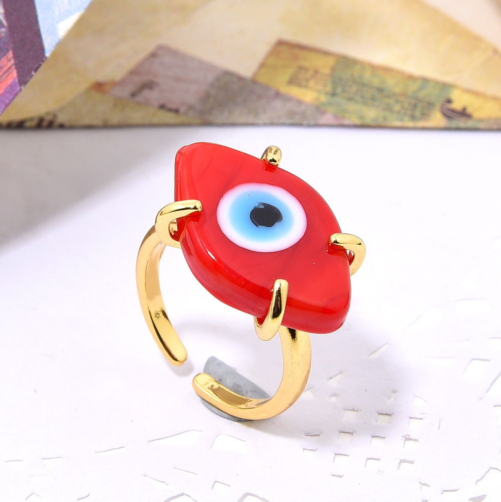 original handmade gold copper inlaid glass eyes open-end ring for women ornament bohemian adjustable personalized ring Application Scenario