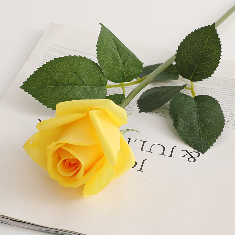 artificial rose single moist feeling emulational rose flower fake flower furnishings wedding bride holding rose bouquet Specification drawing