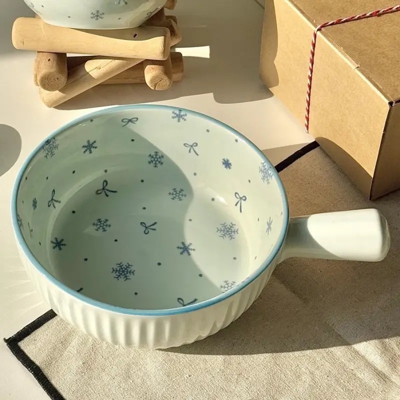 [early snow] new high temperature underglaze porcelain tableware set ins style milk blue simple home bowl plate Specification drawing