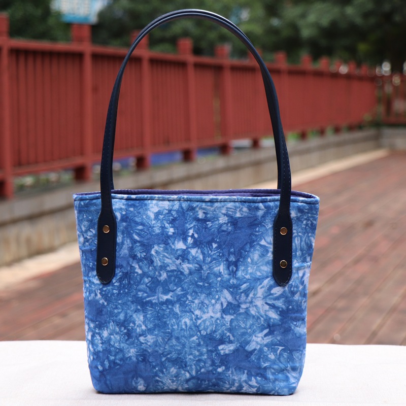 ethnic characteristic fabric tie-dyed handbag national fashion women's trendy white casual bamboo bag Item Picture