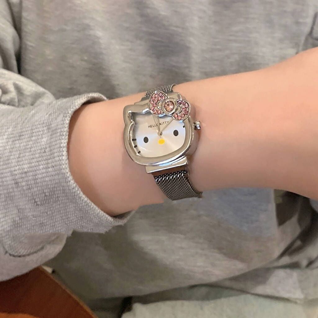 kitty  kt watch diamond bow magnet strap cute cartoon girl student watch  women's watch details Picture
