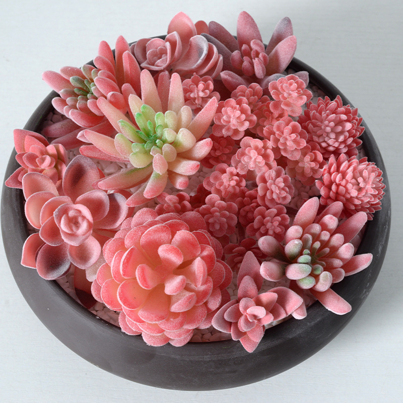 red flocking artificial succulent pant green plant home decoration mini ornaments combination artificial bonsai full figure