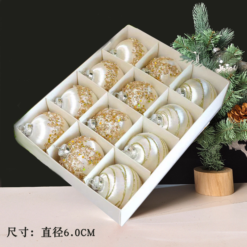 hromeo premium internet celebrity texture christmas ball christmas tree decoration silver white red champagne ornaments 2024 new Item Picture