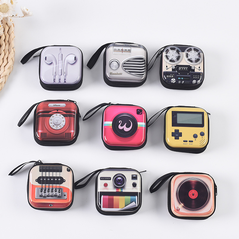 creative tinplate coin purse vintage tape coin purse cartoon key case coin headset storage bag full figure