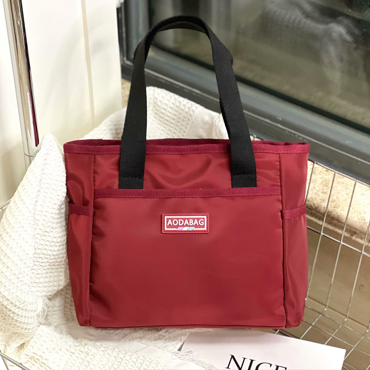 new contrast color korean style niche handbag work commuter hand carrying file snack sundry bag lunch bag mummy bag Item Picture