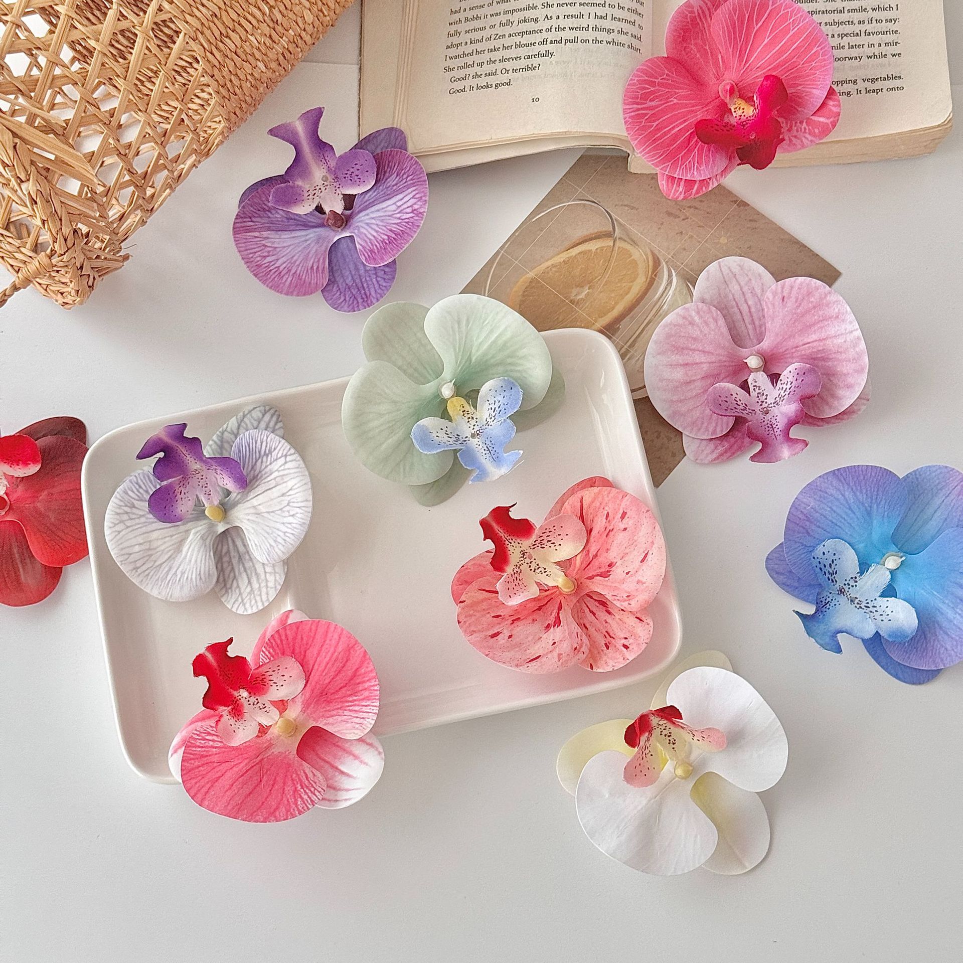 phalaenopsis artificial flower head artificial flower handmade diy decorative hair clip corsage accessories hand gift cake decorations full figure