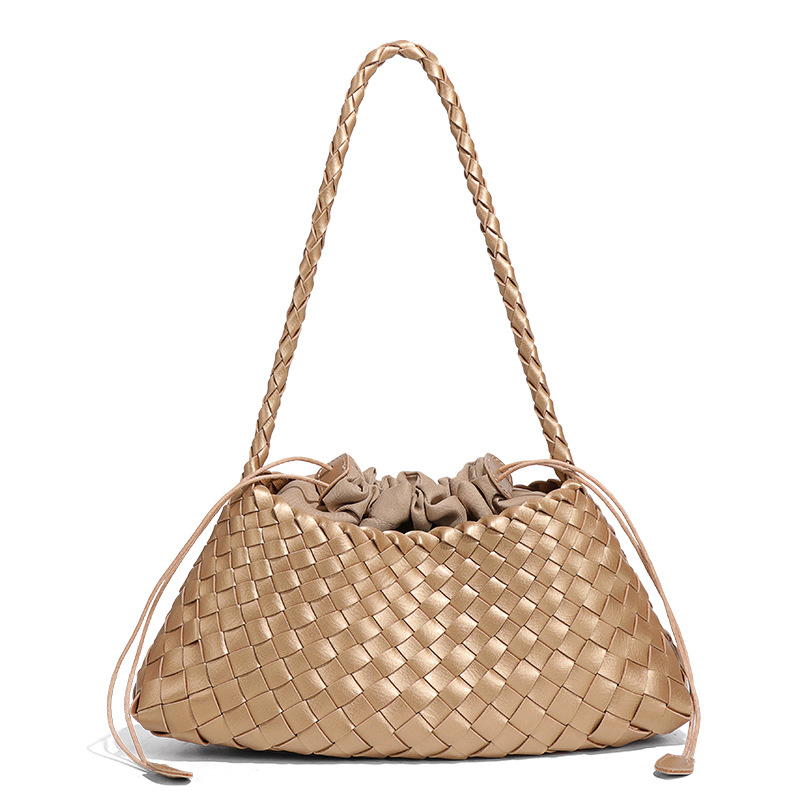 source factory live broadcast popular women's shoulder bag fashion woven bag all-match underarm bag retro son mother tote Item Picture