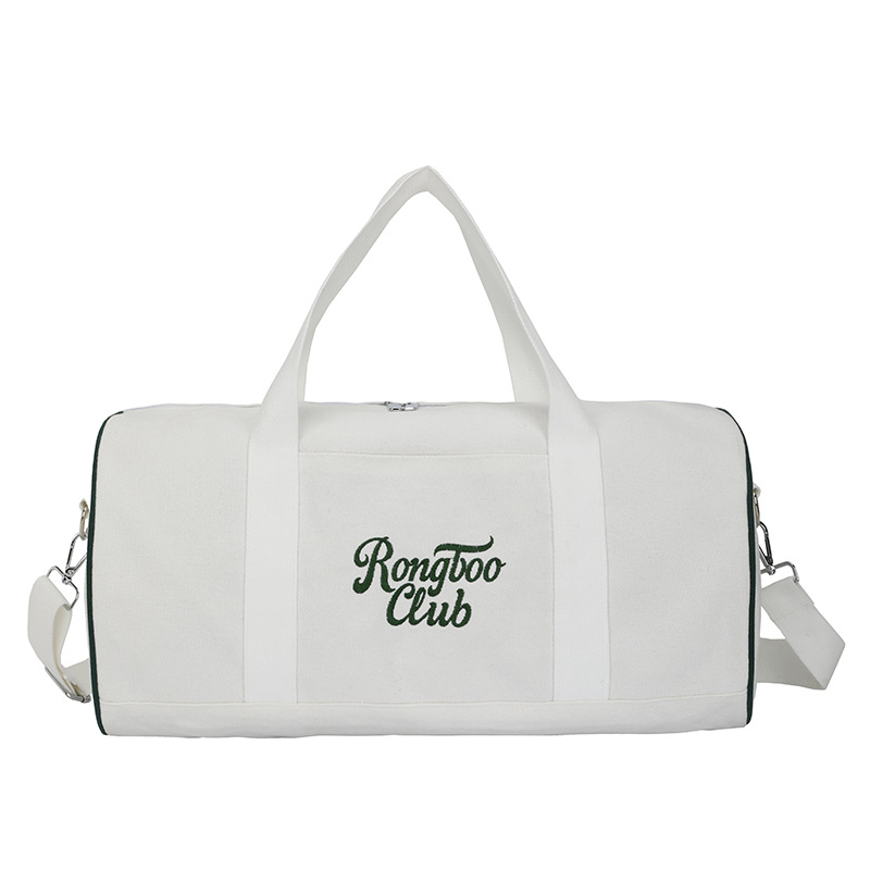 new canvas traveling bag handbag outdoor cylinder gym bag letter contrast color shoulder messenger bag custom logo full figure