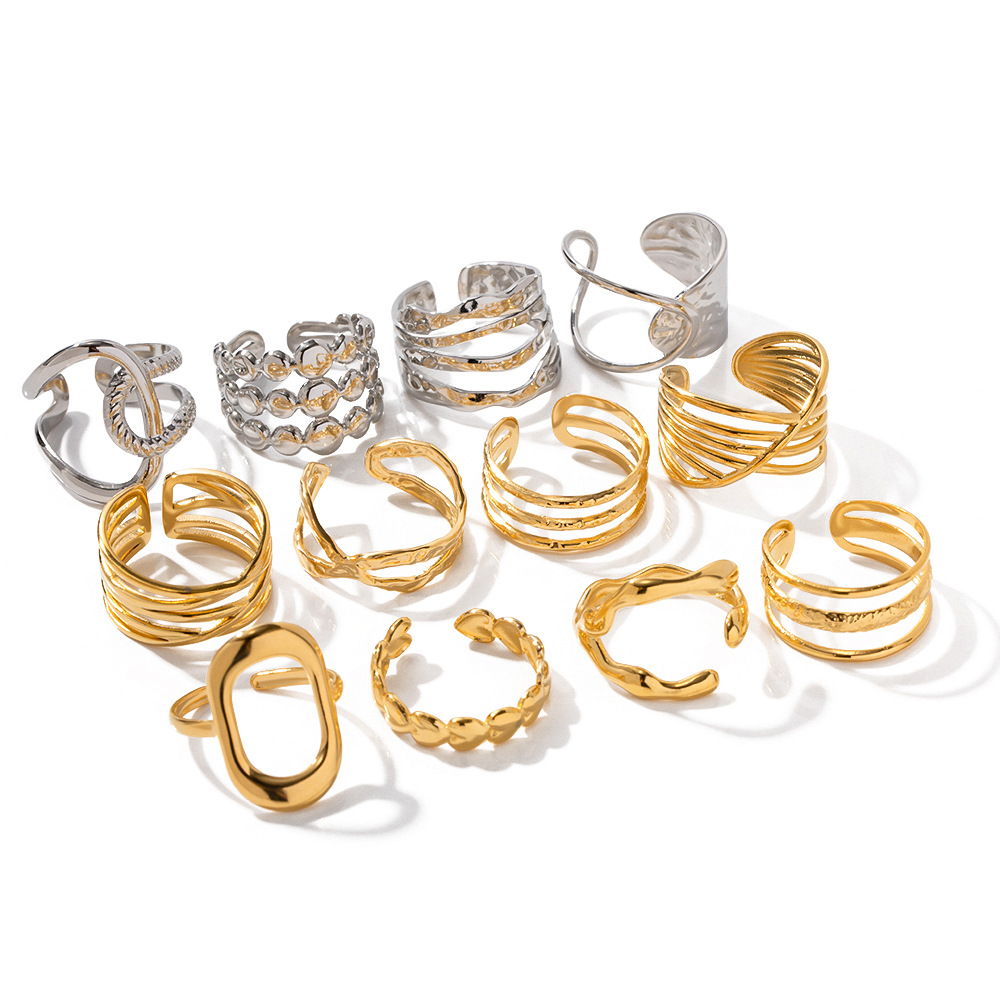 european and american ins style high-grade simple gold steel series stainless steel simple bracelet ring ornament wholesale Item Picture