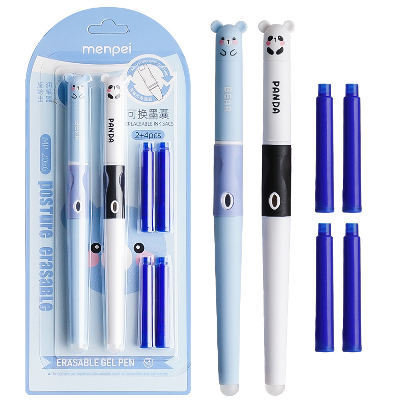 cute hot erasable pen can be changed ink sac primary school students grade 3 to grade 5 excellent grip practice word rub easy to wipe crystal blue pen Item Picture