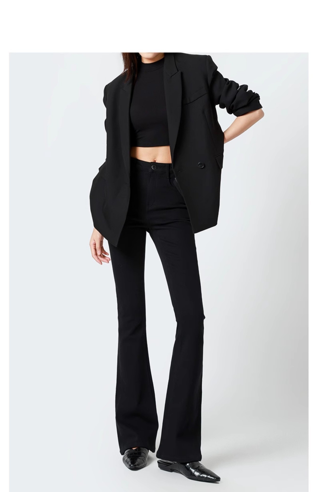 the style is perfect! autumn and winter fleece-lined trousers high quality slim fit jeans small slimming bootcut pants 509 Item Picture