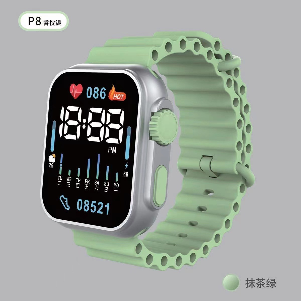 new popular led watch men's and women's weekly large dial simple fashion junior high school couple elementary school student electronic watch full figure
