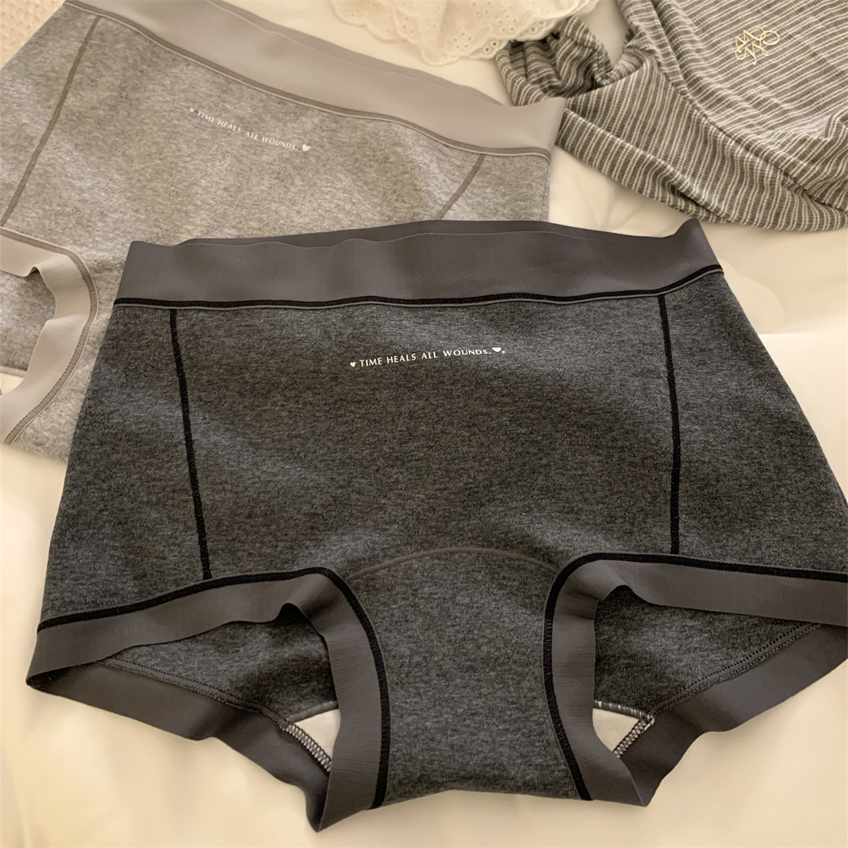 "no eight" [free rhythm] girls' boxers women's safety panties women's pure cotton antibacterial full figure