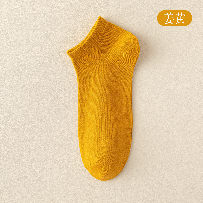 socks male socks spring and summer solid color deodorant and sweat-absorbing short cotton socks spring and autumn thin black men's boat socks Item Picture