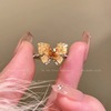 gradient color dead leaf butterfly zircon ring female special-interest design light luxury high sense index finger ring open exquisite ring details Picture