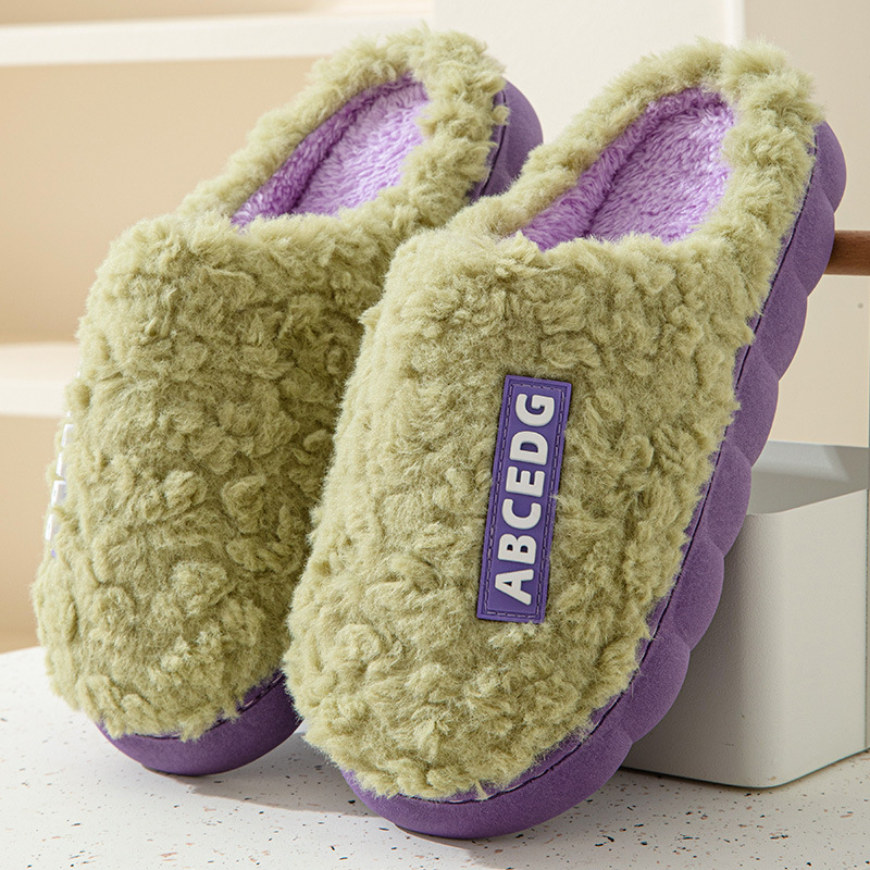 autumn and winter cotton slippers men's winter indoor household non-slip thick bottom and warm keeping new couple slippers wholesale full figure