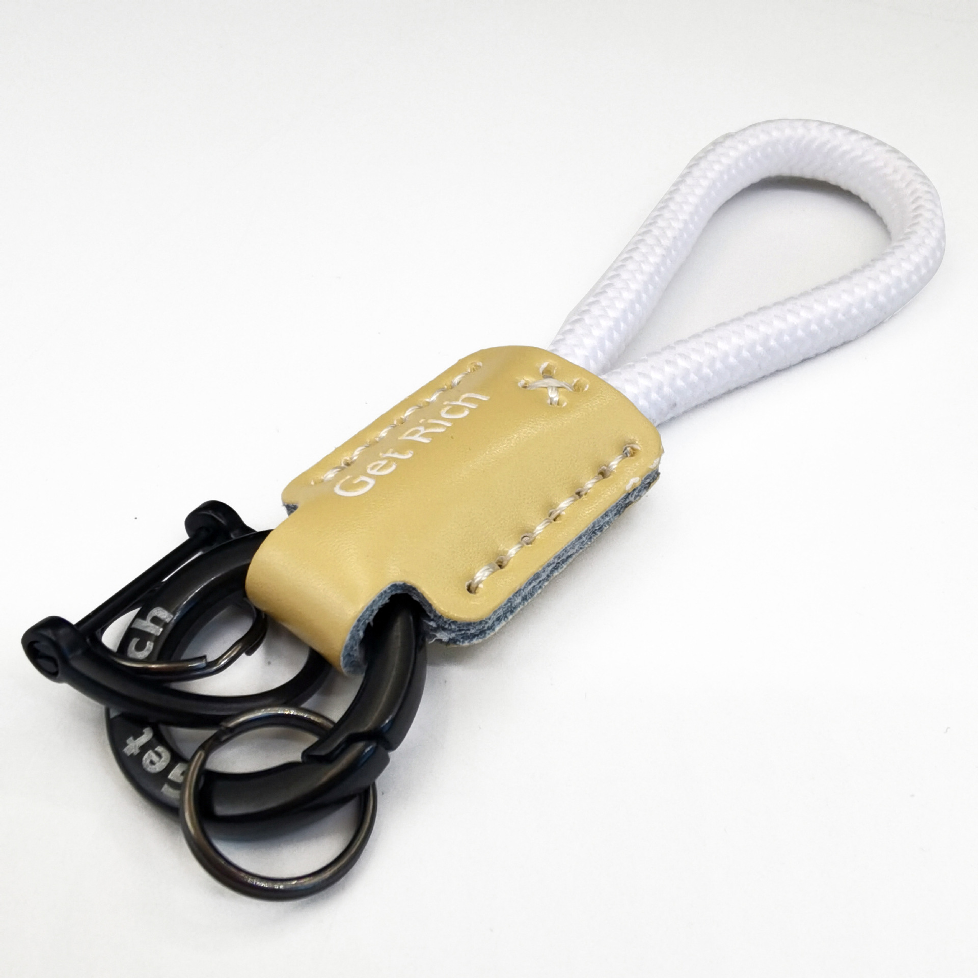 handmade braided leather keychain pendant genuine leather embossed logo high quality lanyard anti-lost car key ring Specification drawing