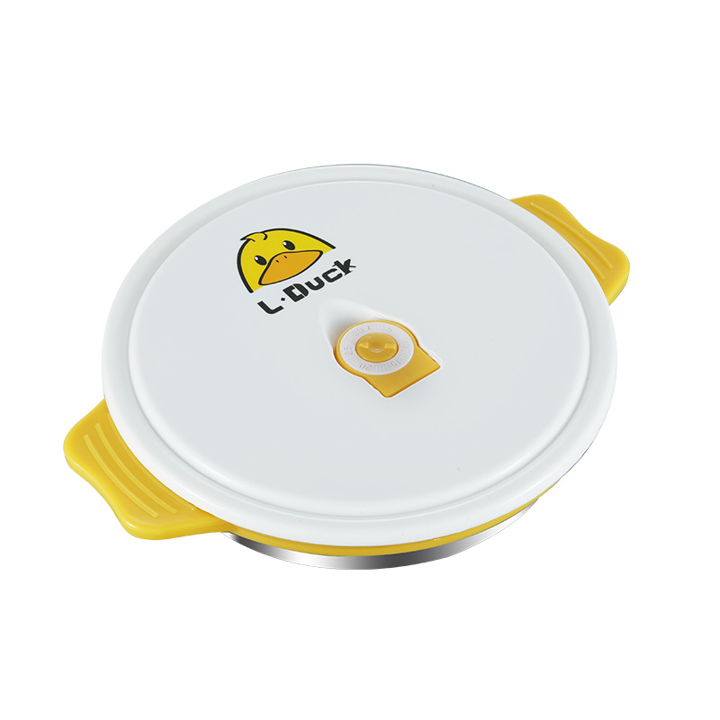 stainless steel children's tableware integrated compartment plate sucker fixed baby drop-resistant complementary food children's dinner plate wholesale Item Picture