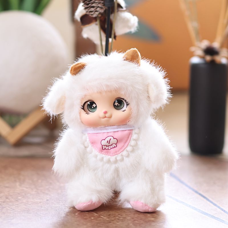 internet celebrity cute vinyl ankle biter pendant plush toy doll cartoon book bag pendant key ring doll Specification drawing