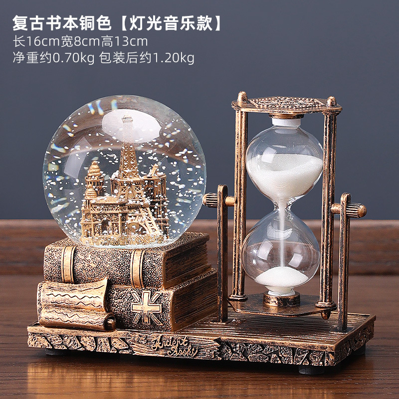 retro sand clock timer crystal ball music box table decorative ornaments birthday gift for girls practical home Item Picture