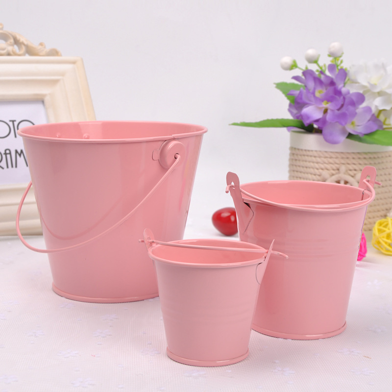 home decoration metal crafts mini small iron bucket creative tinplate succulent bonsai table storage bucket details Picture