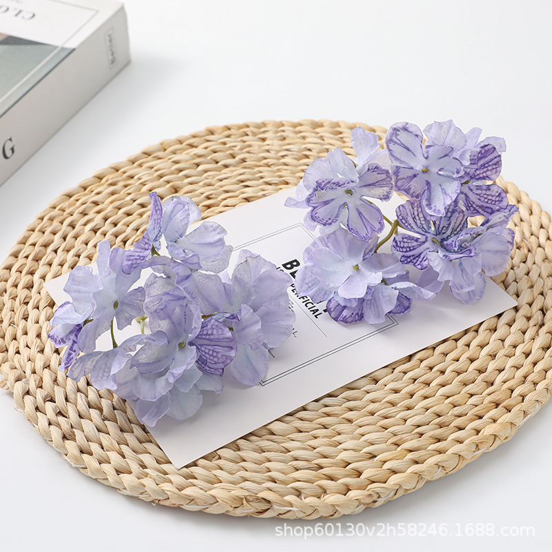 artificial flower burning edge hydrangea head diy handmade material hair accessories hanfu flower head decoration artificial fake flower Specification drawing