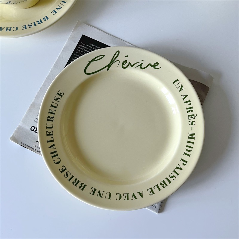 creative cream tableware net red letter plate ins style ceramic plate good-looking breakfast plate dessert western cuisine plate Application Scenario