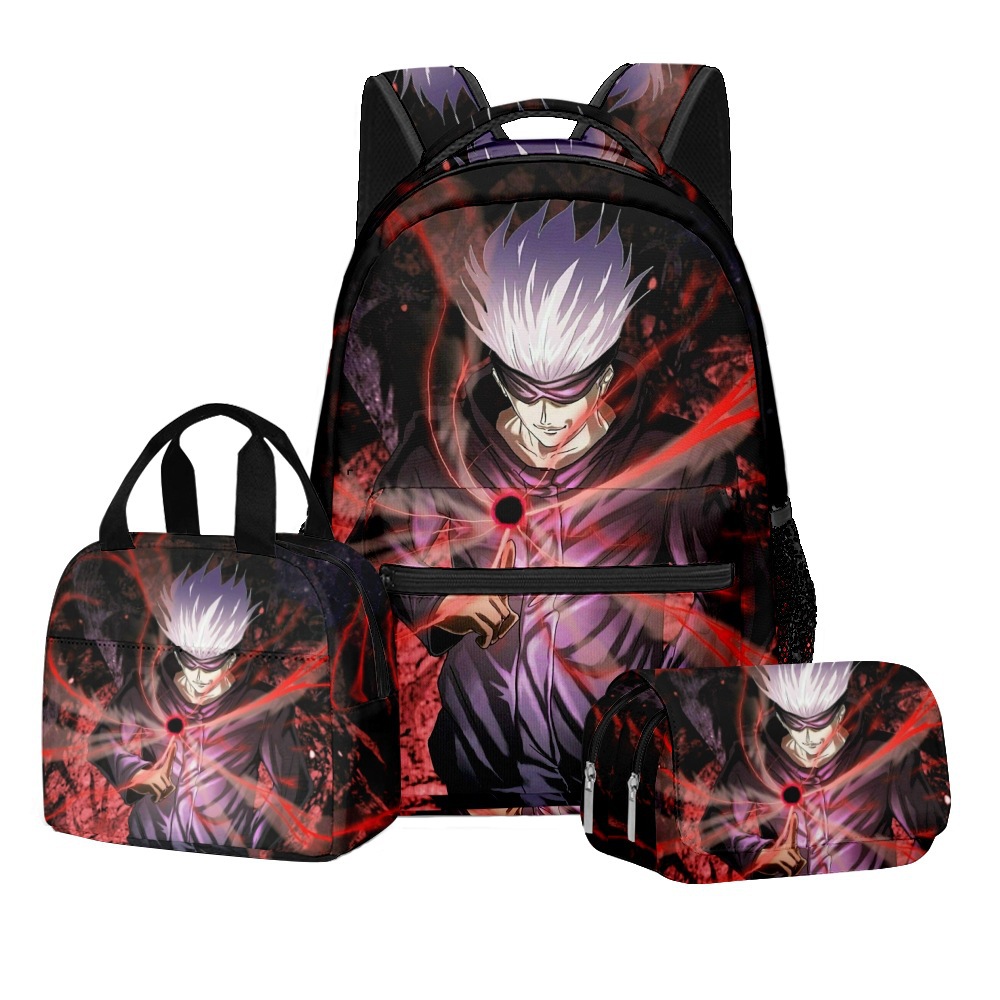 3d new anime mantra series elementary and middle school student schoolbags backpack lunch bag double layer pencil case three-piece set Application Scenario