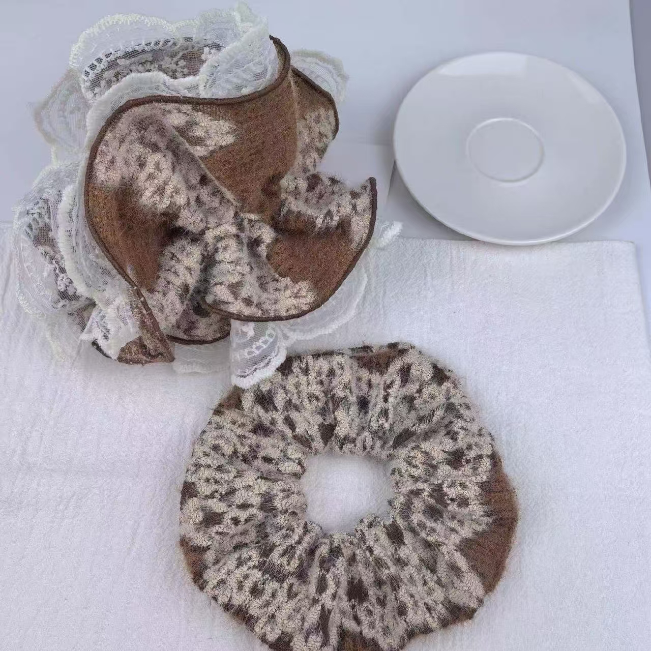 Woolen jacquard hair band, small waist large intestine band, hair band accessory, rubber band