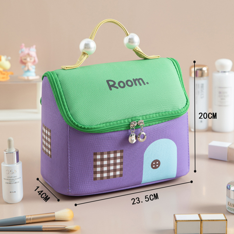 fun cottage storage bag portable house cosmetic bag thickened and large-capacity wash bag soft portable pouch Application Scenario