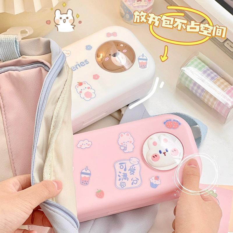 morandi simple stationery box primary school student multi-functional double-layer cartoon good-looking black technology pencil box wholesale Specification drawing