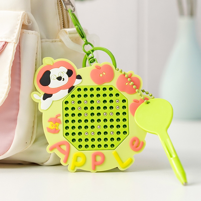 creative cartoon decompression magnetic steel ball drawing board keychain cute couple schoolbag pendant car key chain gift full figure