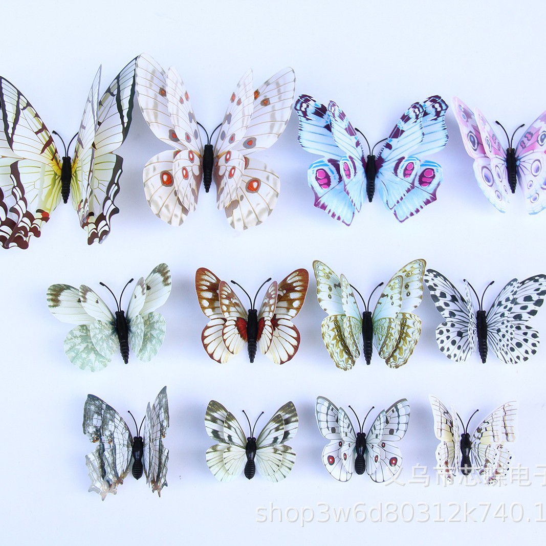 3d double-layer butterfly home decoration simulation butterfly pvc colorized butterfly wall sticker magnet style full figure