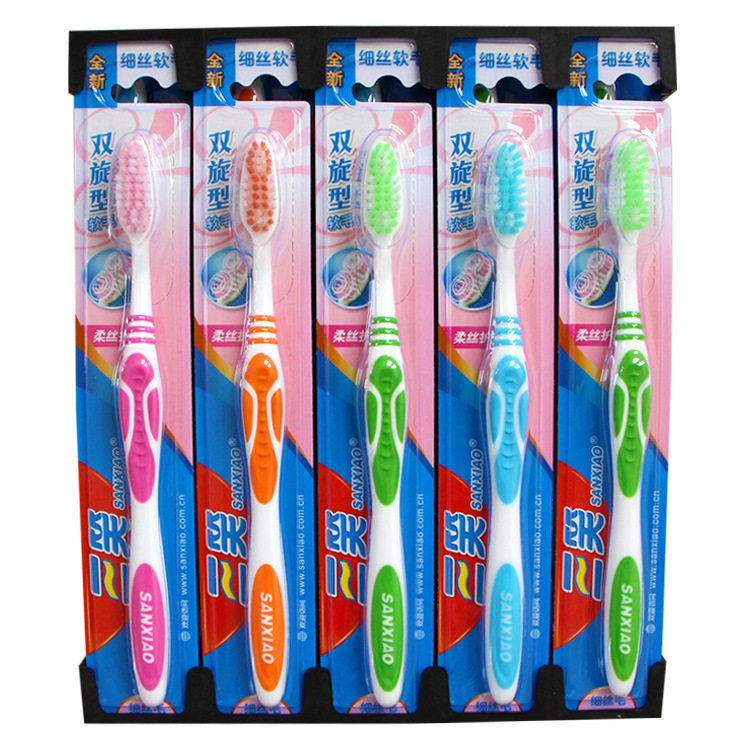 sanxiao toothbrush adult medium-soft bristles toothbrush comfortable soft bristle family pack 998n toothbrush wholesale special offer full figure