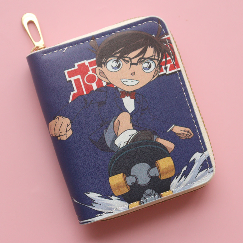 2025 new boys wallet short zipper conan student cartoon mini wallet coin purse card holder full figure
