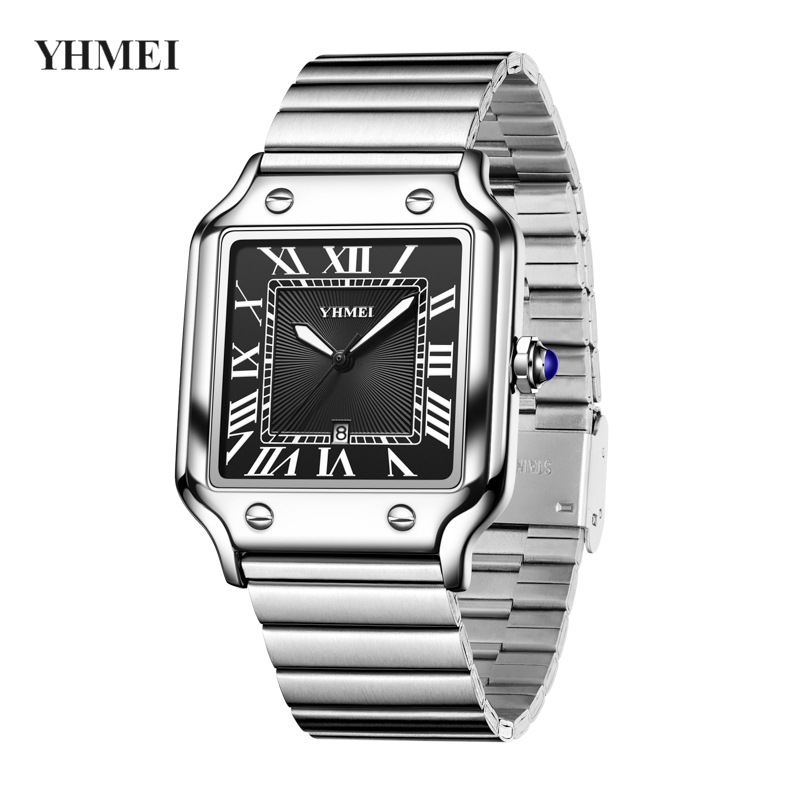 yhmei eternal beauty fashion trend waterproof quartz watch cross-border simple all-match casual retro steel watch full figure