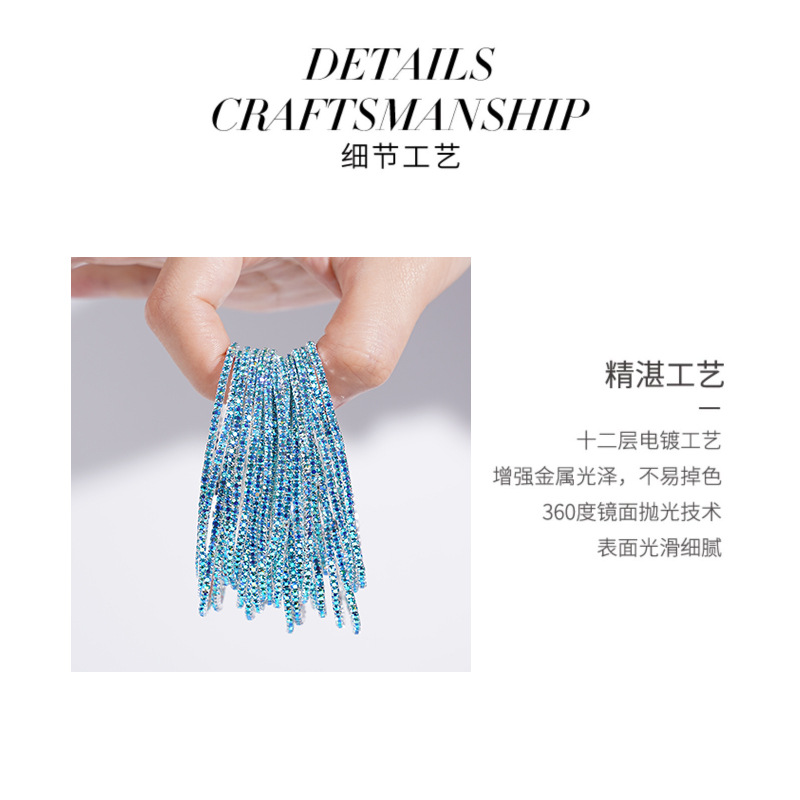 cross-border diamond-embedded stretch bracelet single row color rhinestone bracelet women's bracelet female grab chain full diamond bracelet personalized creative Specification drawing