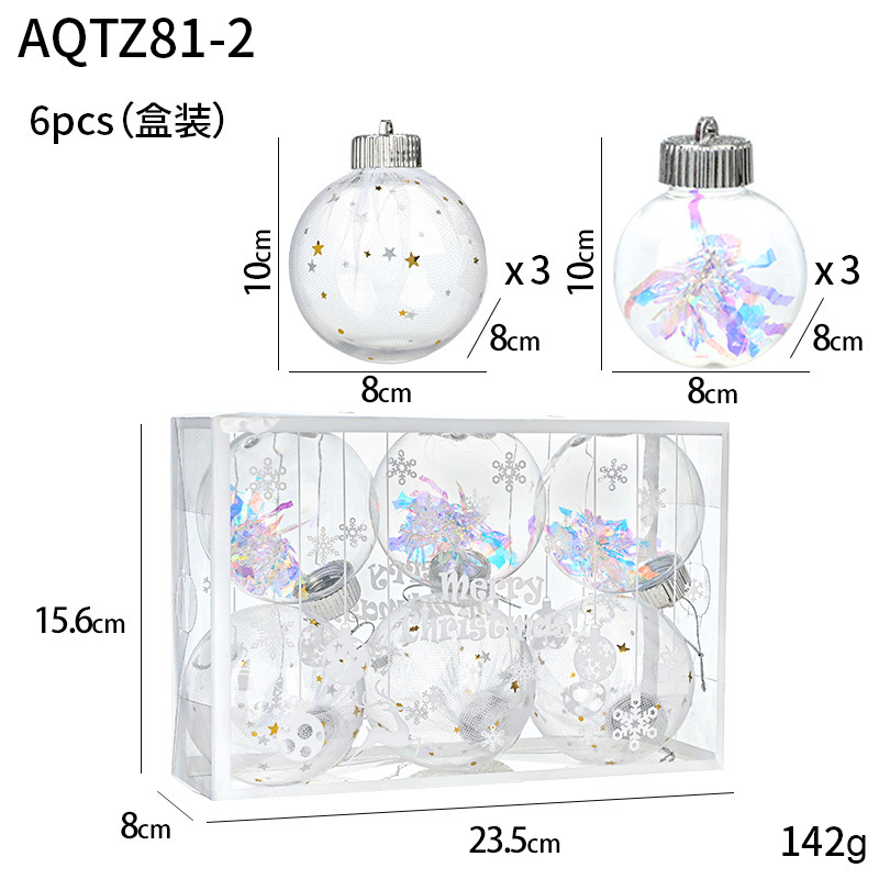 cross-border color christmas ball set transparent ball foam ball plastic colorful mesh ball christmas tree show window decoration details Picture