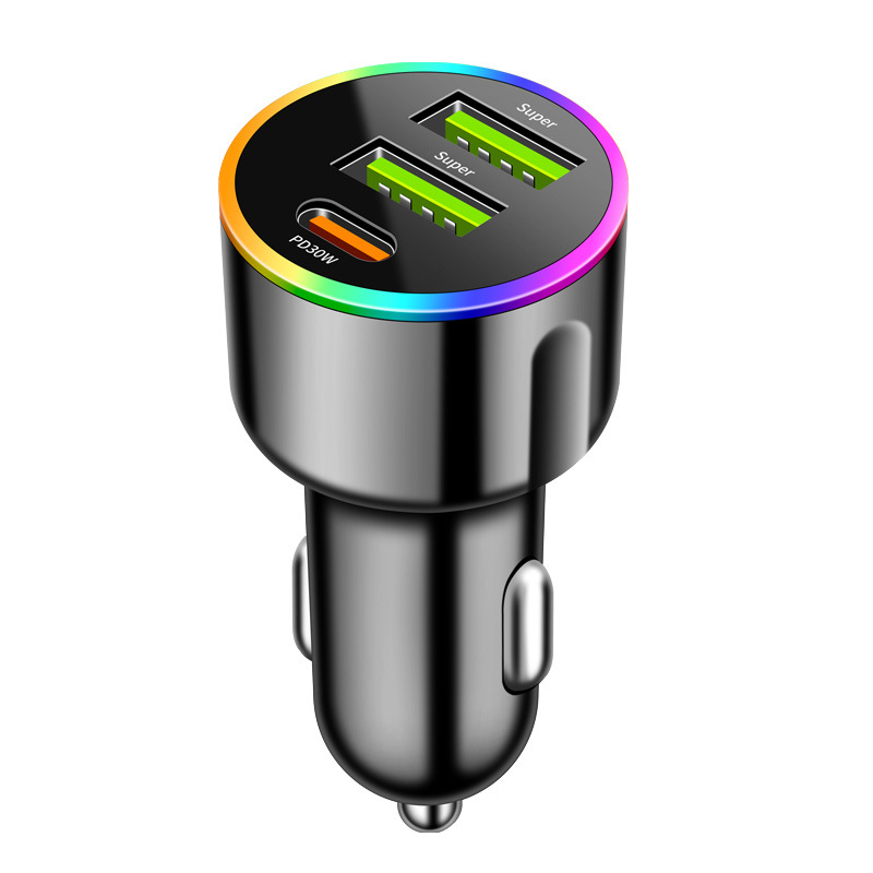 new seven-color ambience light car charger super fast charge car charger 60w pd30w car charger Application Scenario