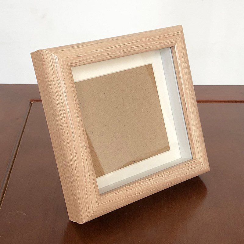 square 4-inch wooden hollow photo frame crayon mini picture frame calligraphy diy table setting wooden Item Picture