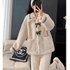 classic style pajamas women's winter fleece-lined thickened sweet bow thermal coral fleece college student homewear suit Specification drawing