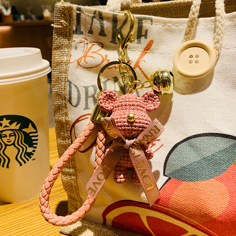 new resin wool bear keychain female exquisite car shape school bag pendant couple fashion bag bag charm small gift Application Scenario