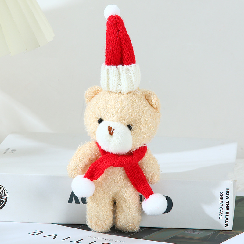 christmas cute blush scarf little bear plush doll doll siamese bear keychain pendant little doll Specification drawing
