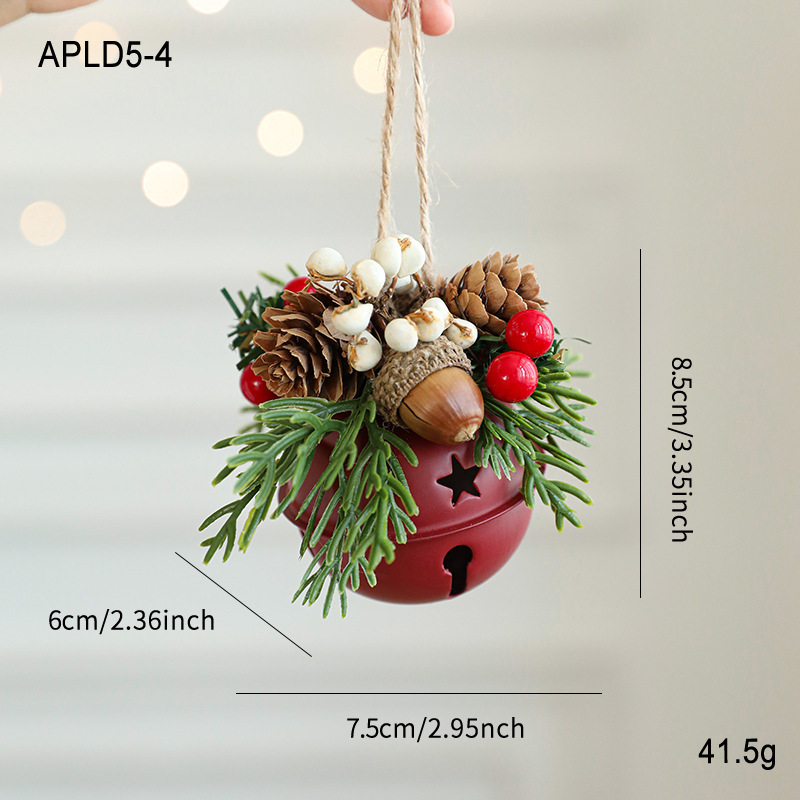 cross-border jingling bell antlers bowknot pine cone bell mixed pendant christmas tree window hanging car ornaments decoration full figure