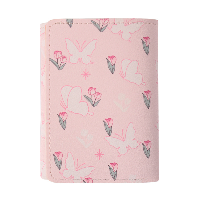 foreign trade popular style butterfly japanese and korean short fresh three-fold wallet niche multifunctional coin purse id holder card holder details Picture